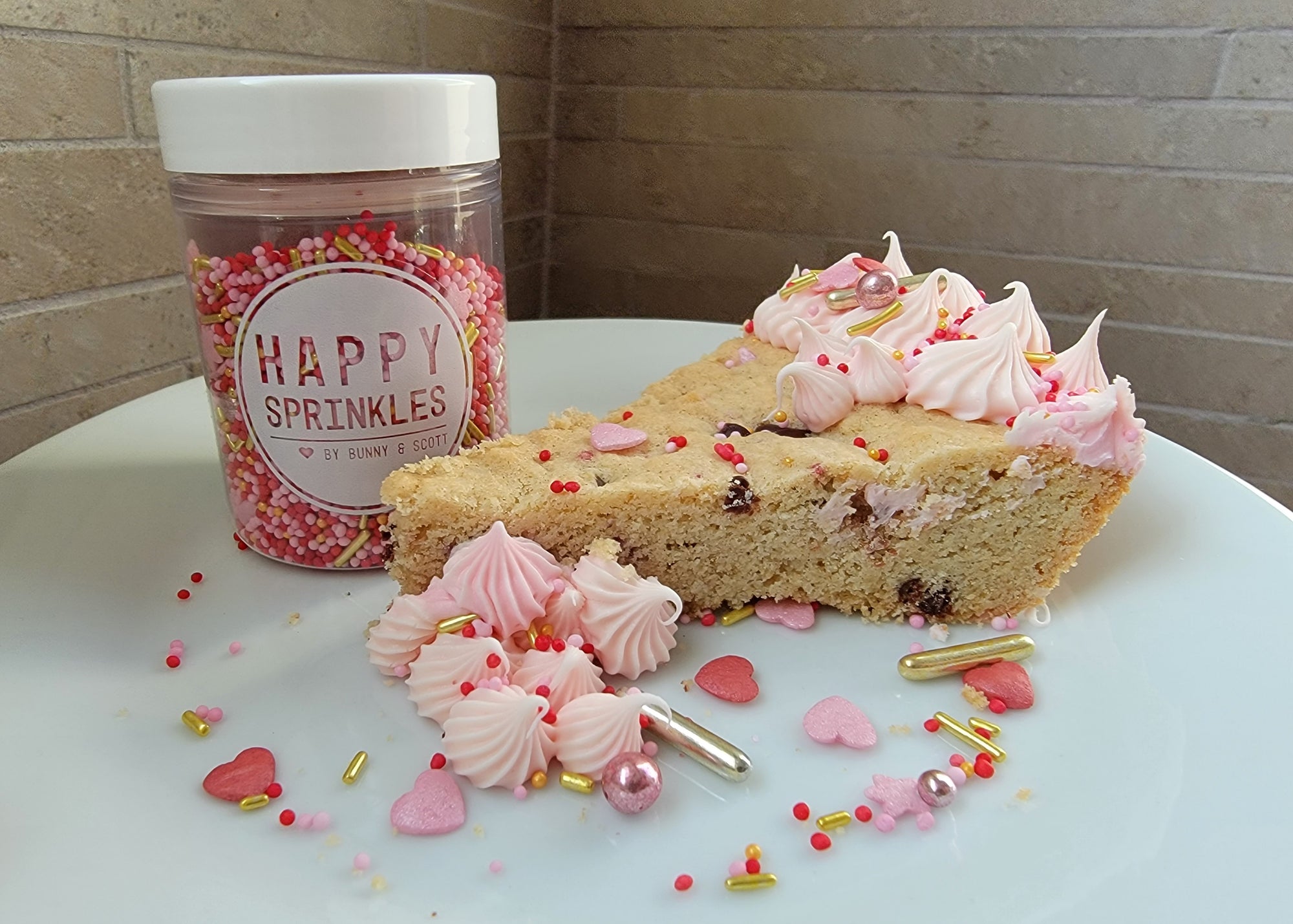 Slice of Cookie Cake with Valentine Sprinkles