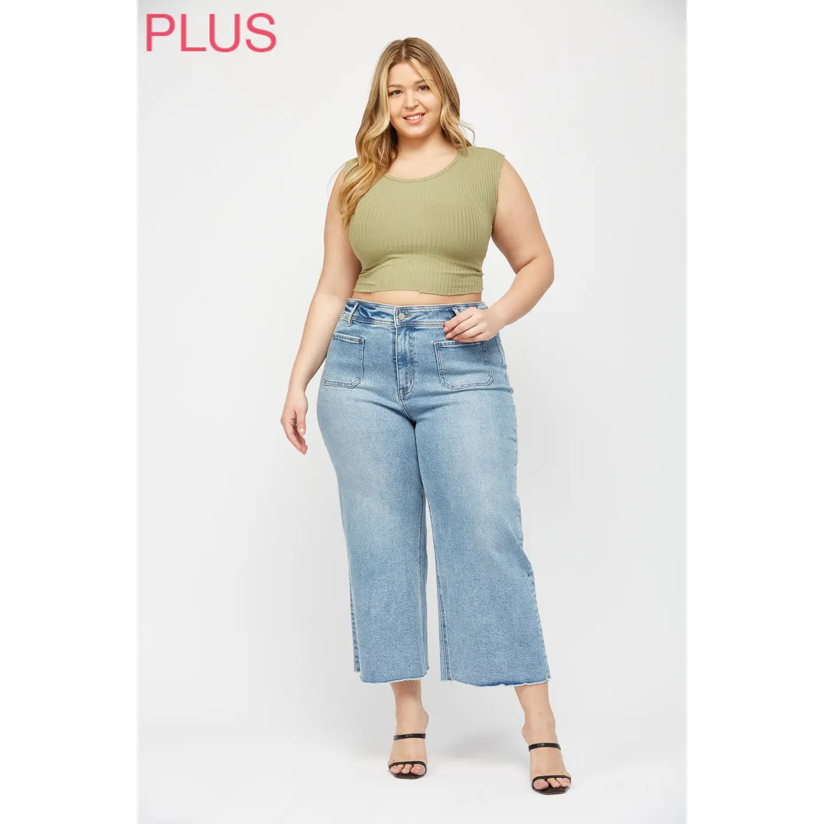 Plus Cropped Wide Leg w/ Front Pocket
