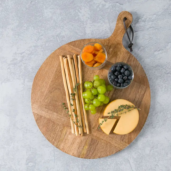Artisan Wood 14&quot; Round Natural Mango Charcuterie Board