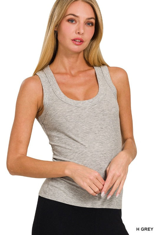 Ribbed Scoop Neck Tank Top
