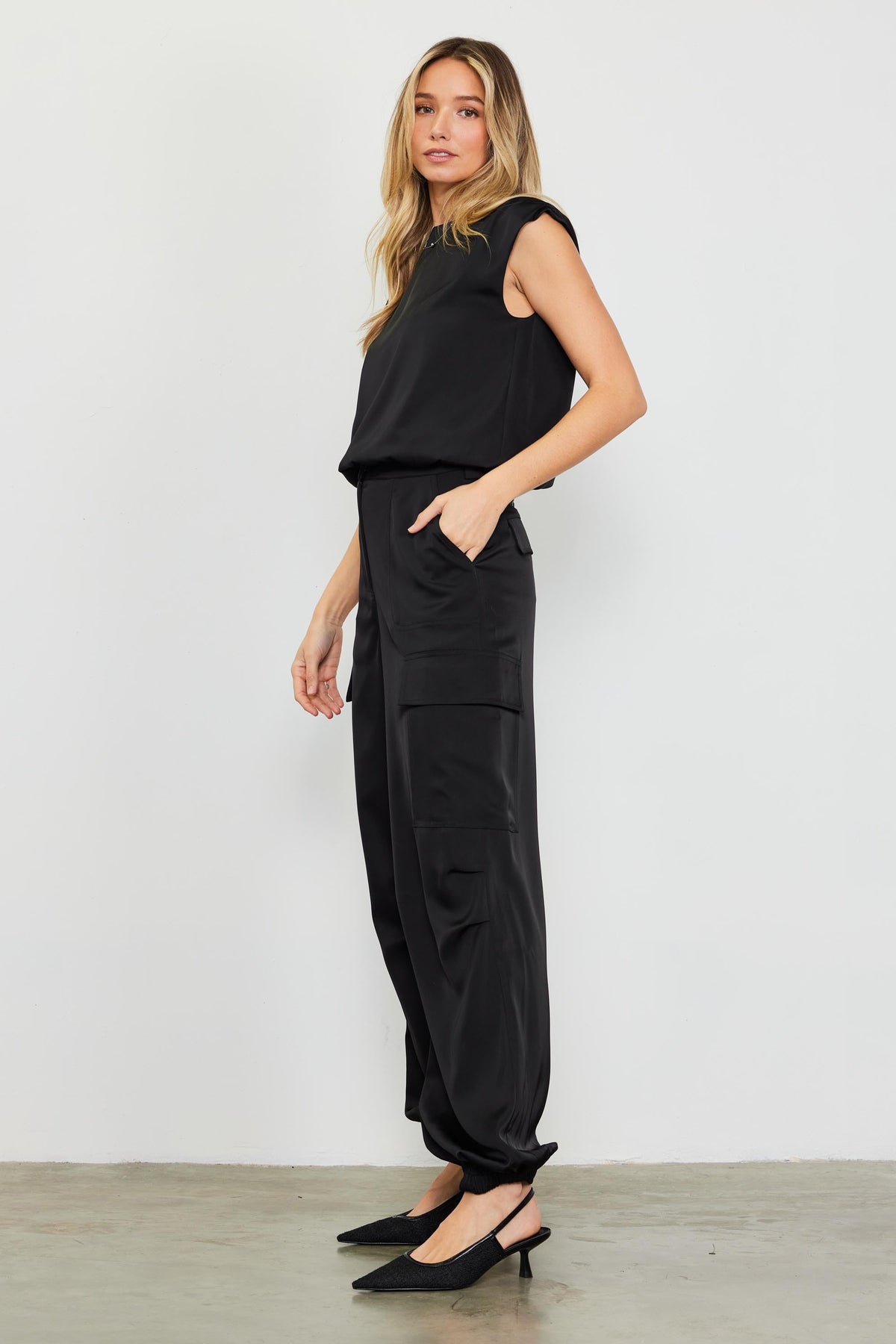 Shirred Shoulder Bubble Hem Top