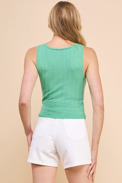 Pointell Square Neck Sweater Tank