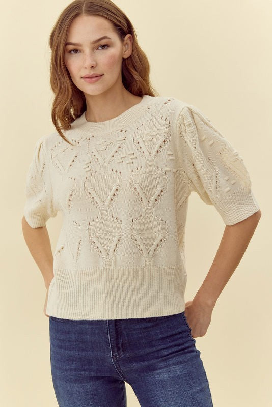 Crochet Puffed Sleeve Sweater