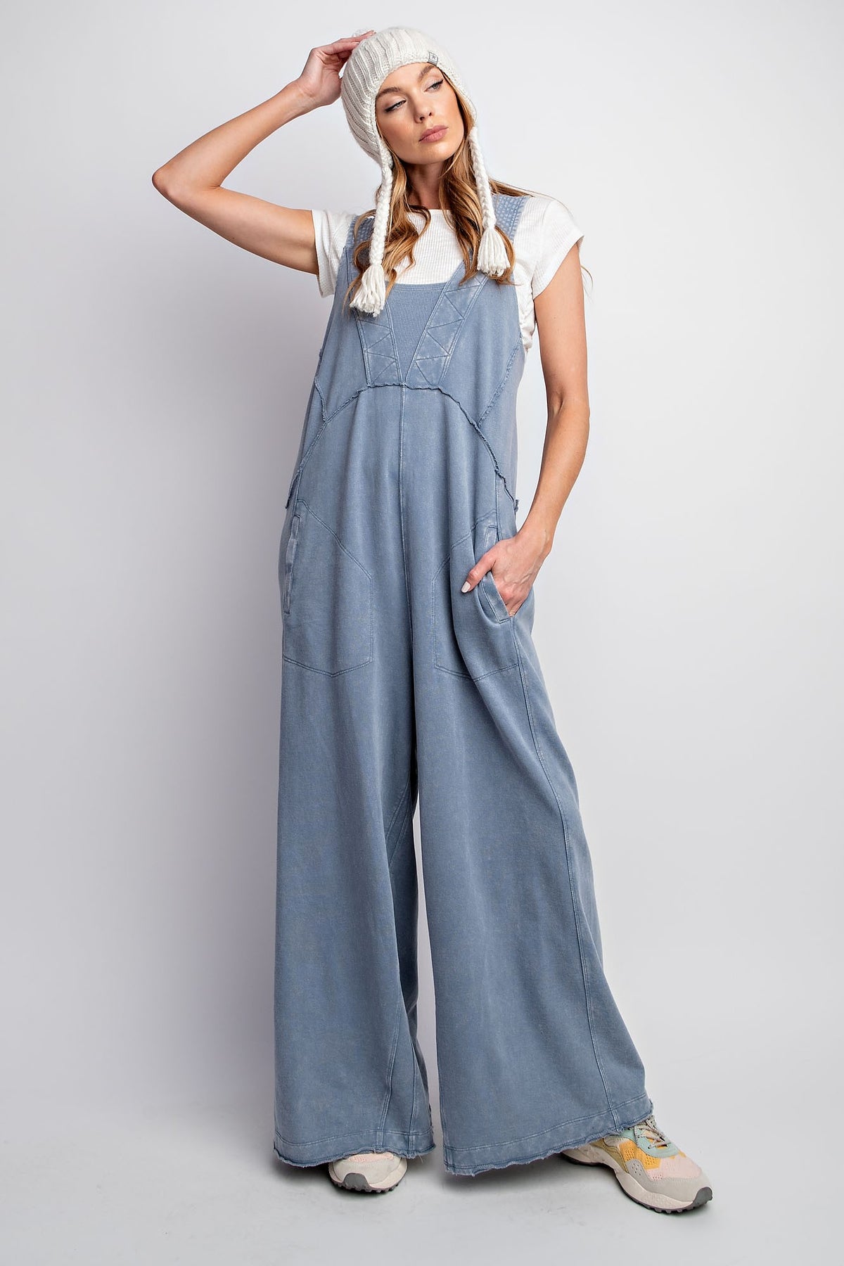 Washed Soft Terry Knit Jumpsuit