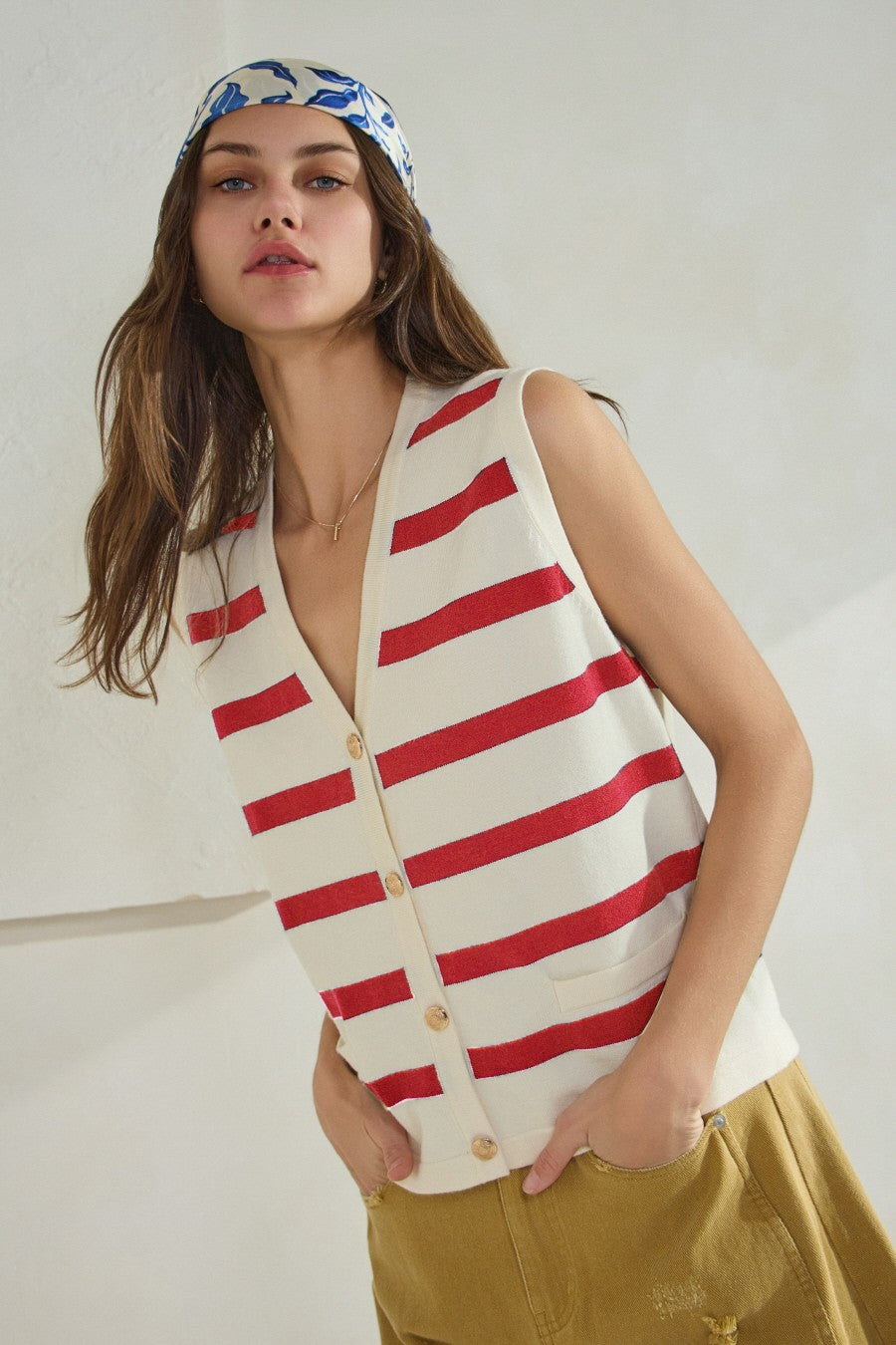 Plus Sailor Collection Striped Sweater Vest