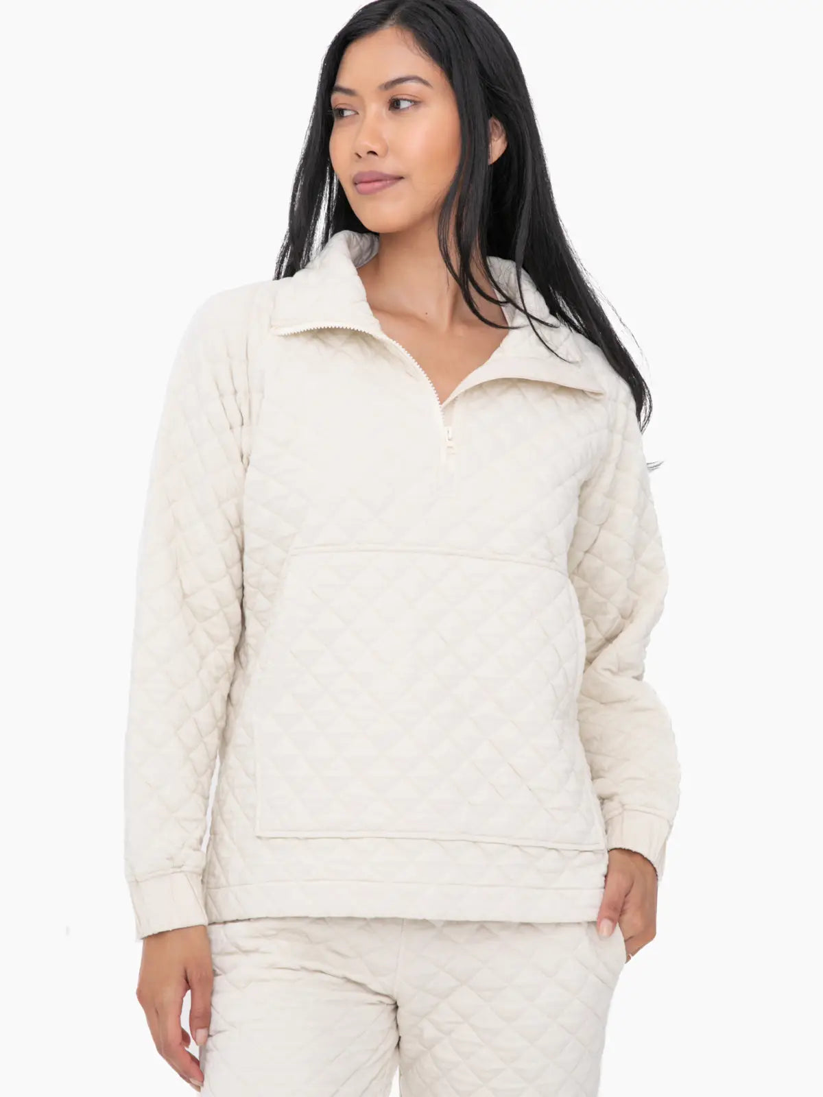 Cozy Quilted Jersey Pullover