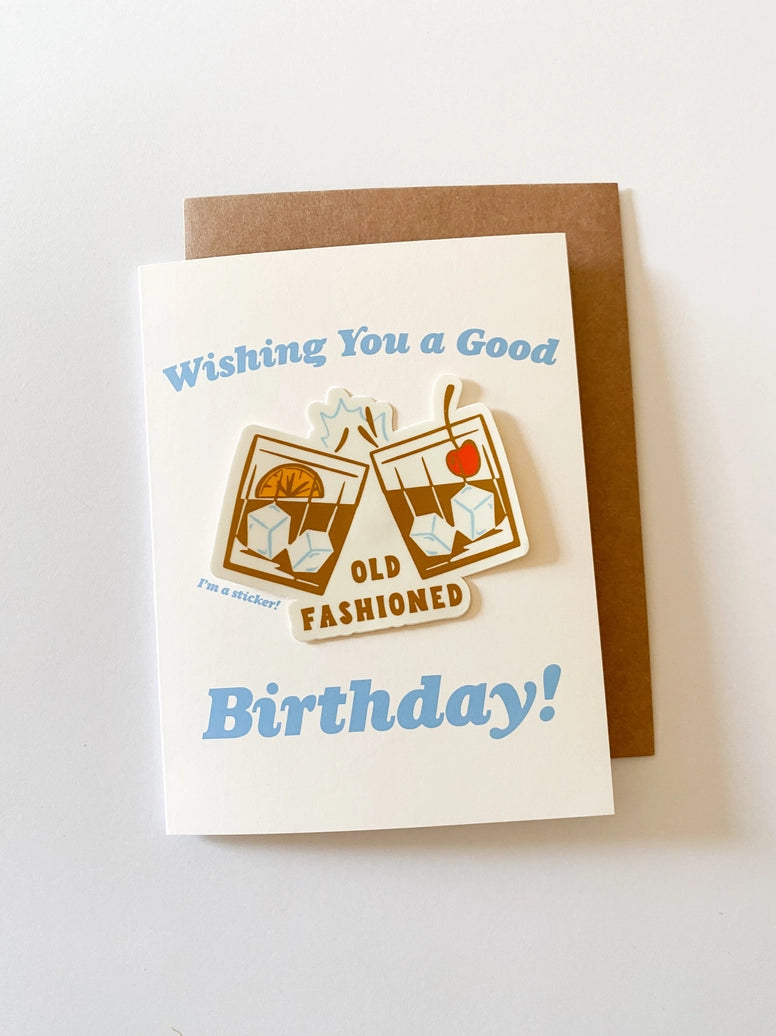Old Fashioned Birthday Sticker Card