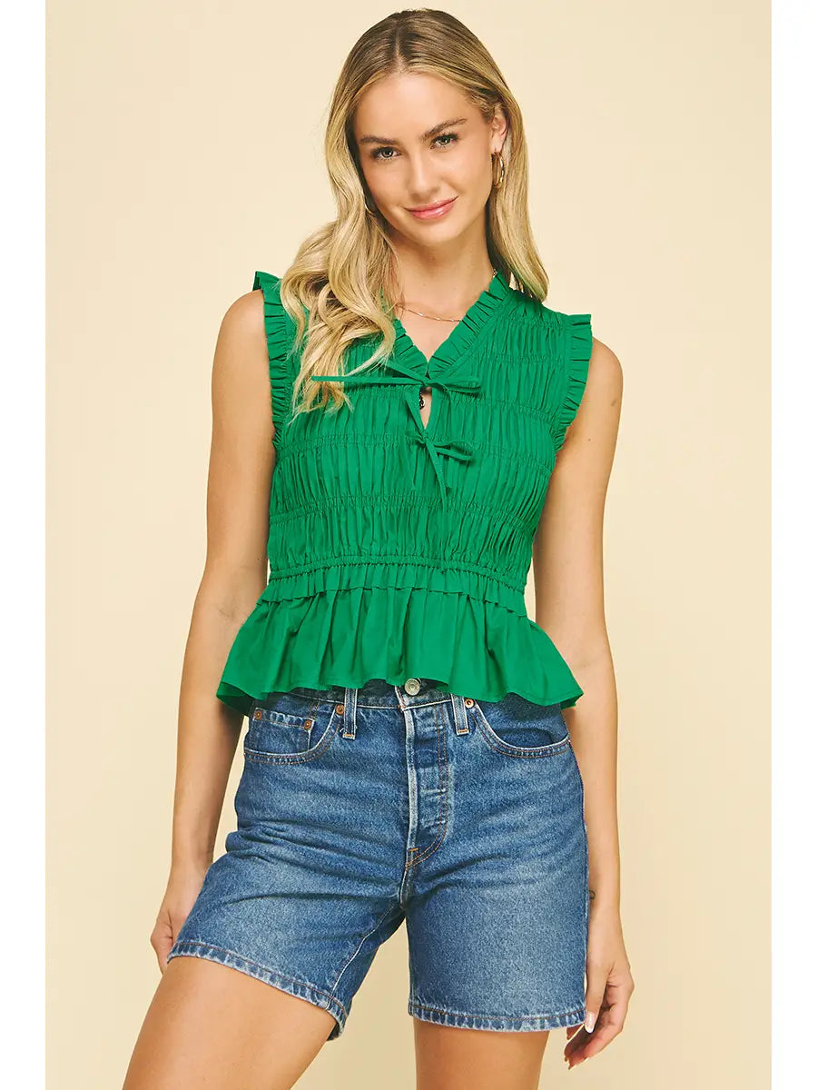 Front-Tie Detailed Smocking Top