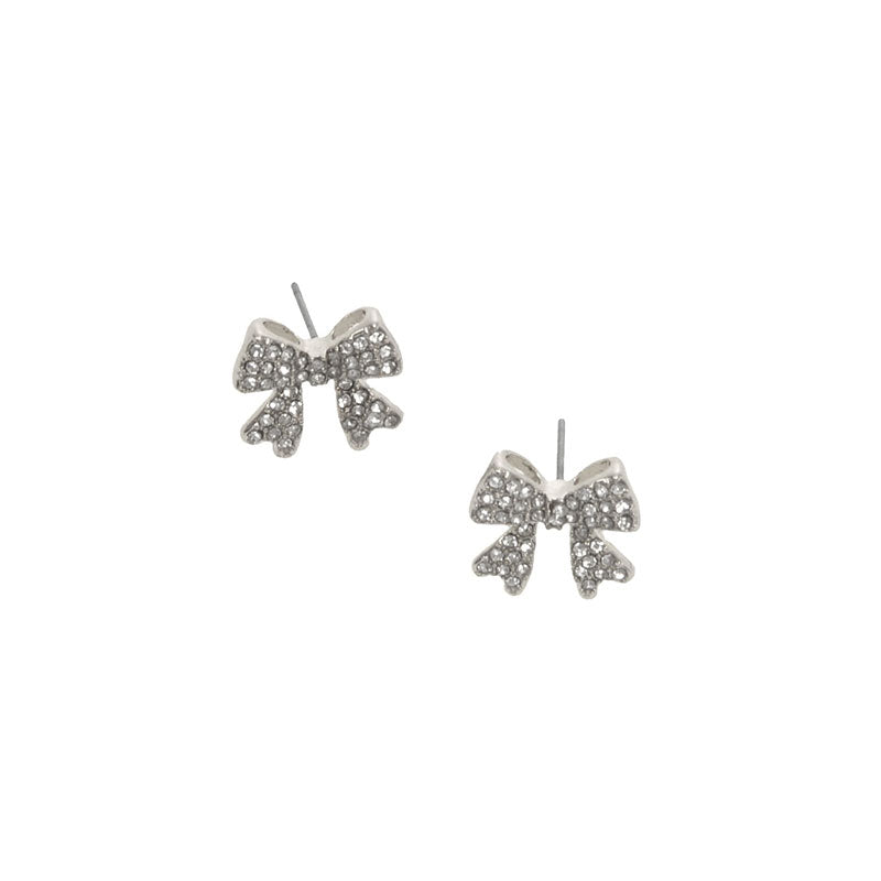 Pave Bow Post Earrings