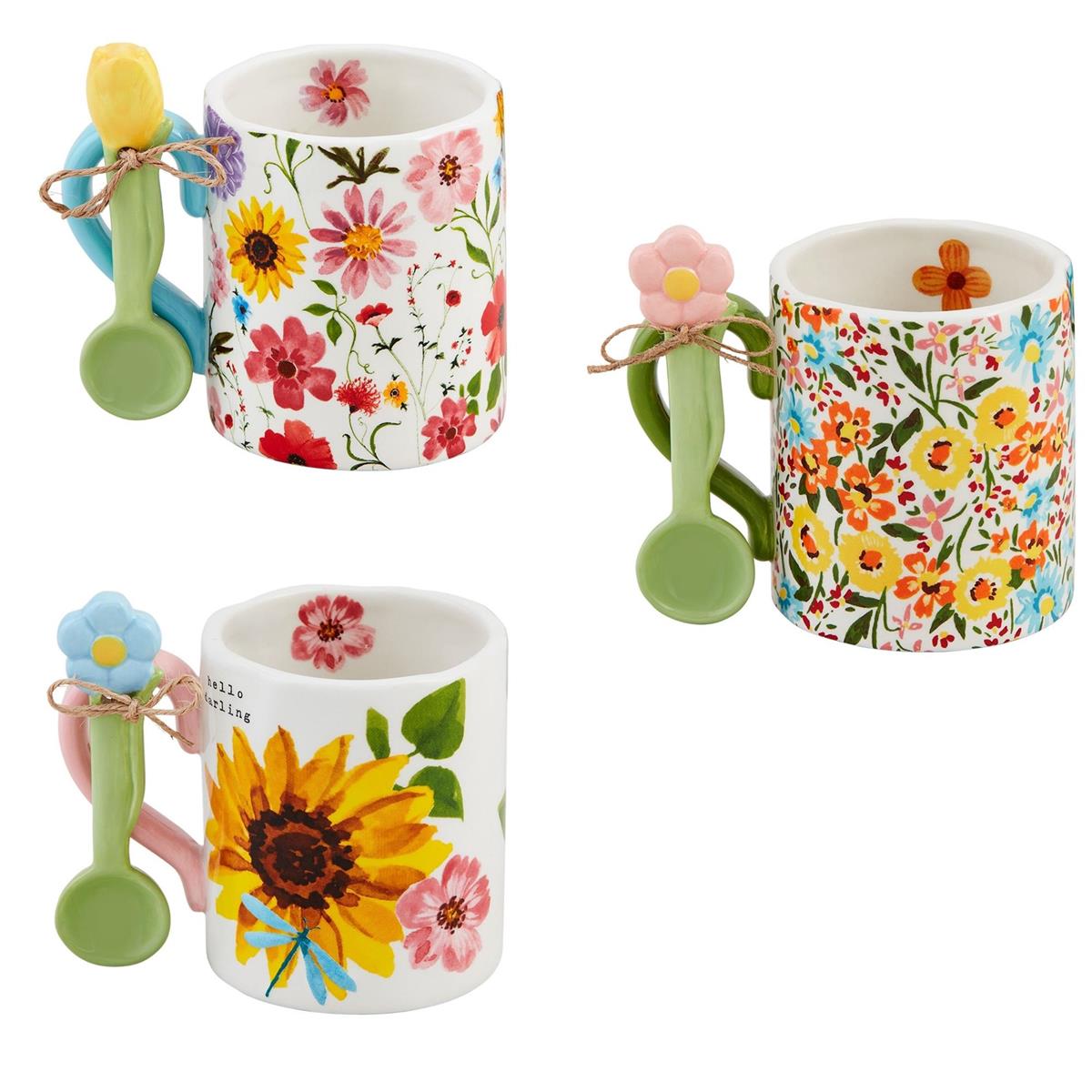 Floral Mug with Spoon