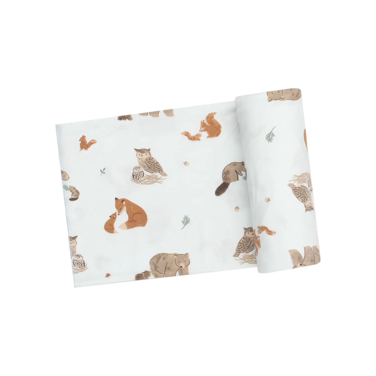 Mixed Woodland Animals Blue Swaddle Blanket