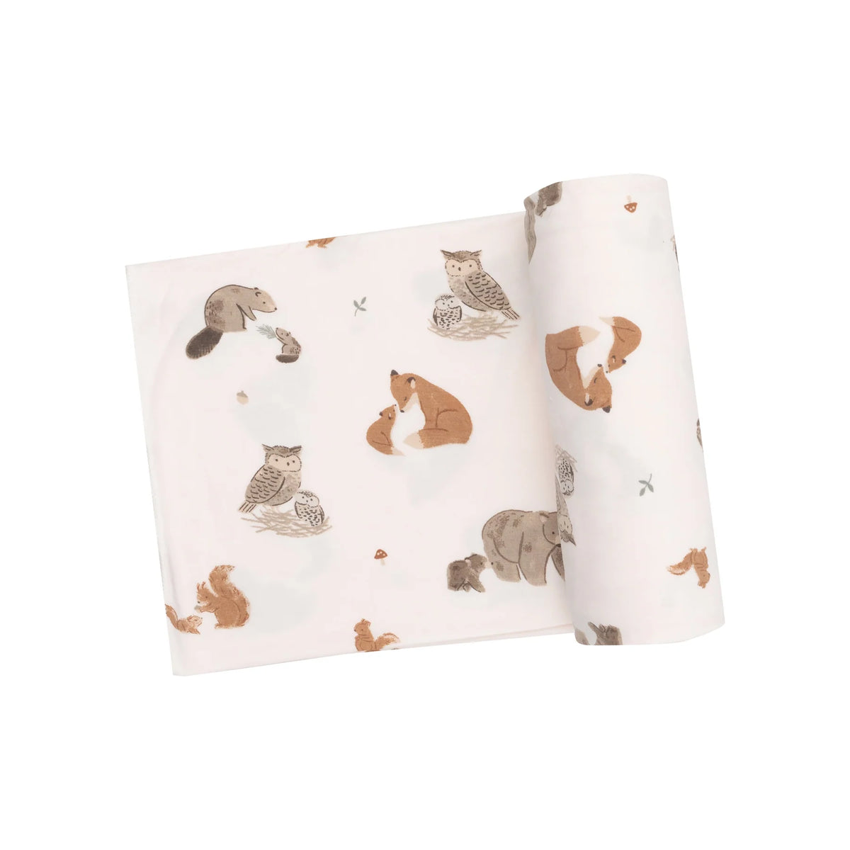Mixed Woodland Animals Pink Swaddle Blanket