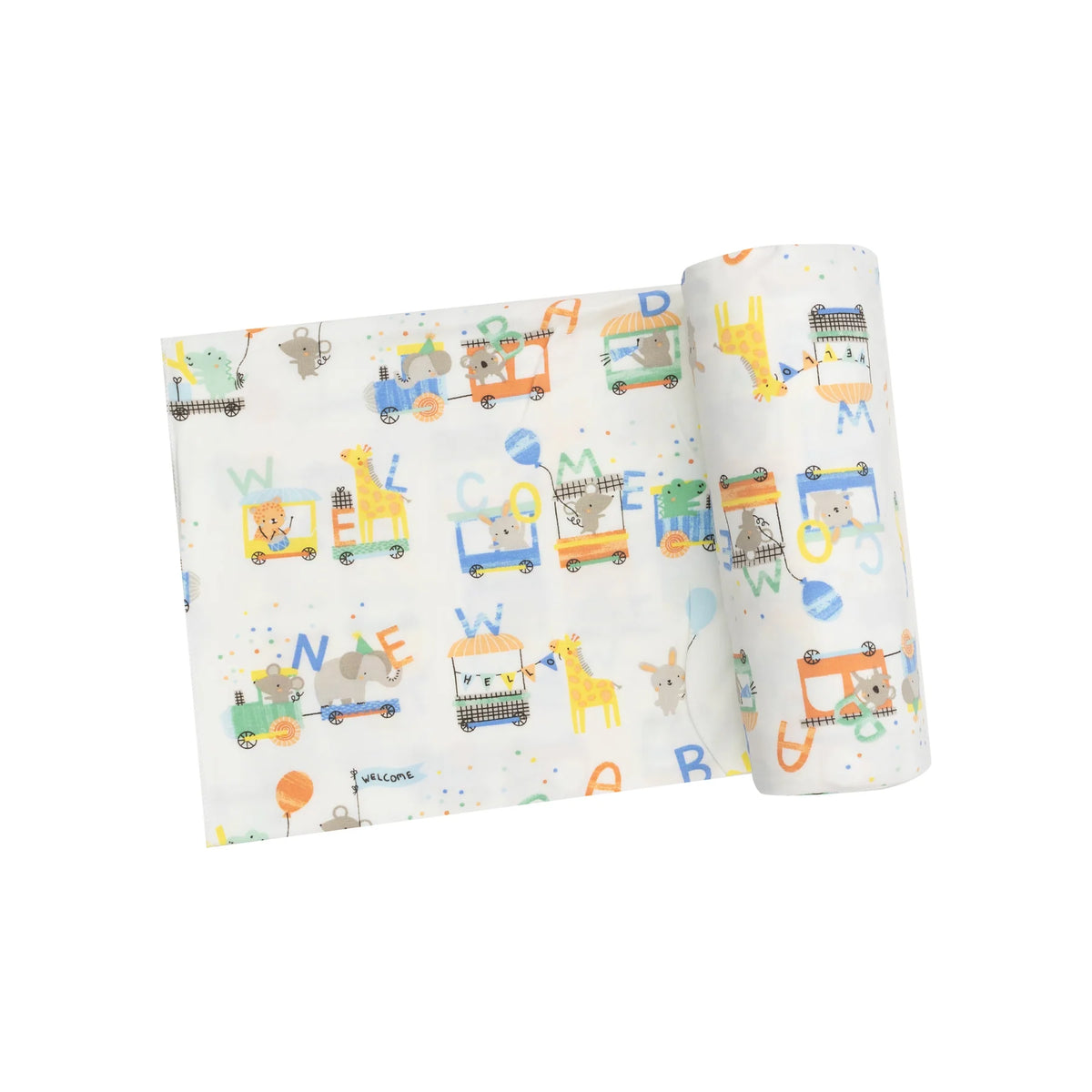 Animal Train Swaddle Blanket
