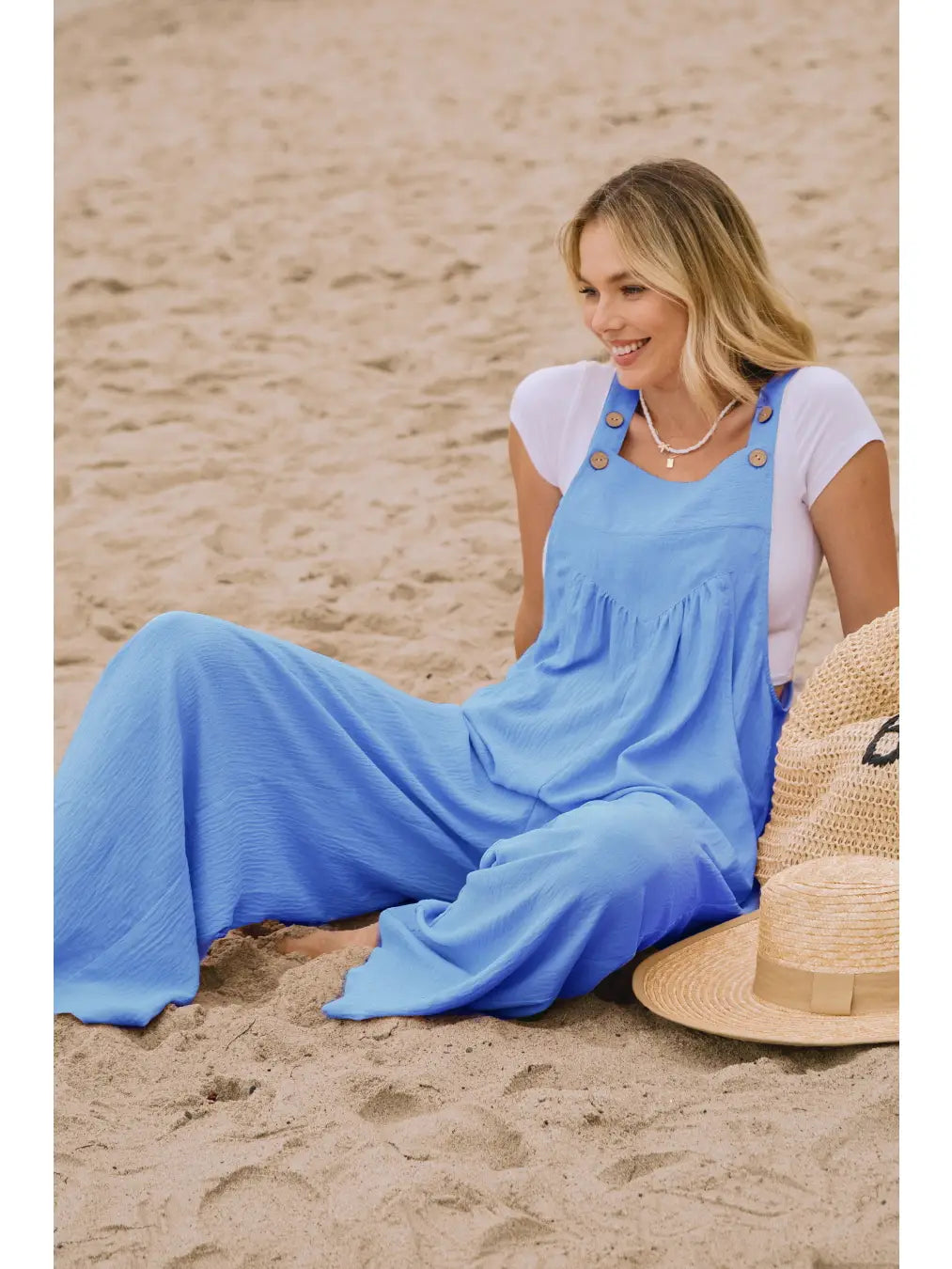 Solid Button Sling Jumpsuit