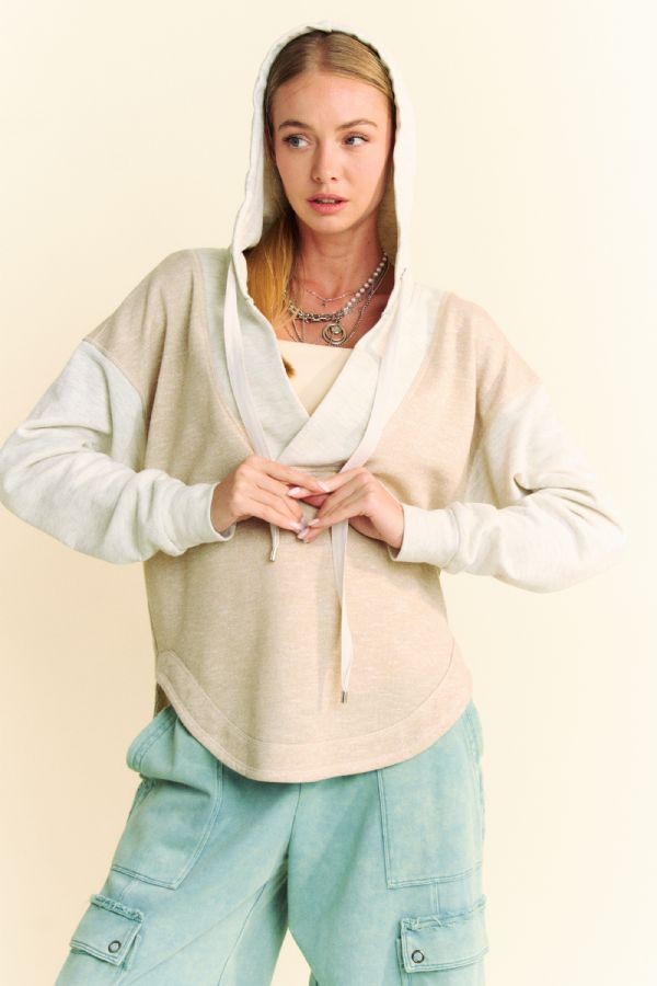 French Terry Color Block Sweatshirt Hoodie