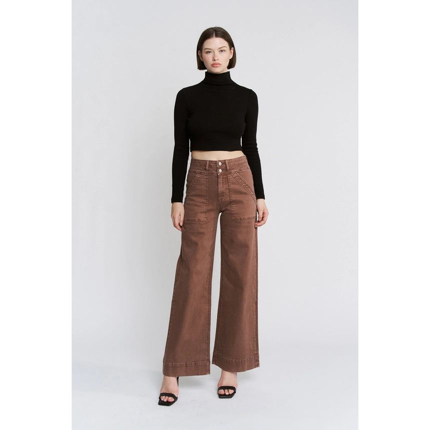 Super High Double Waistband Wide Leg