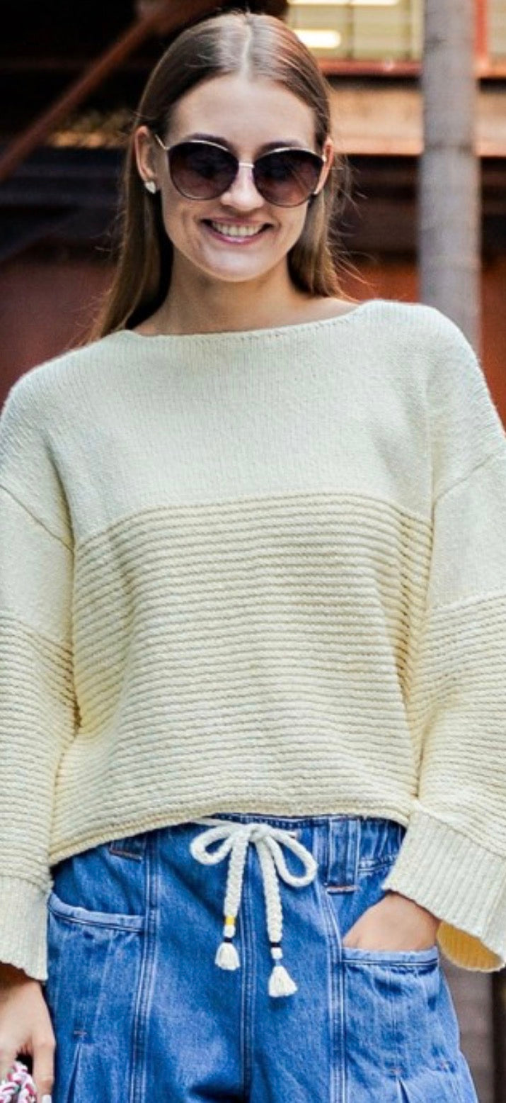 Textured Boat Neck Sweater