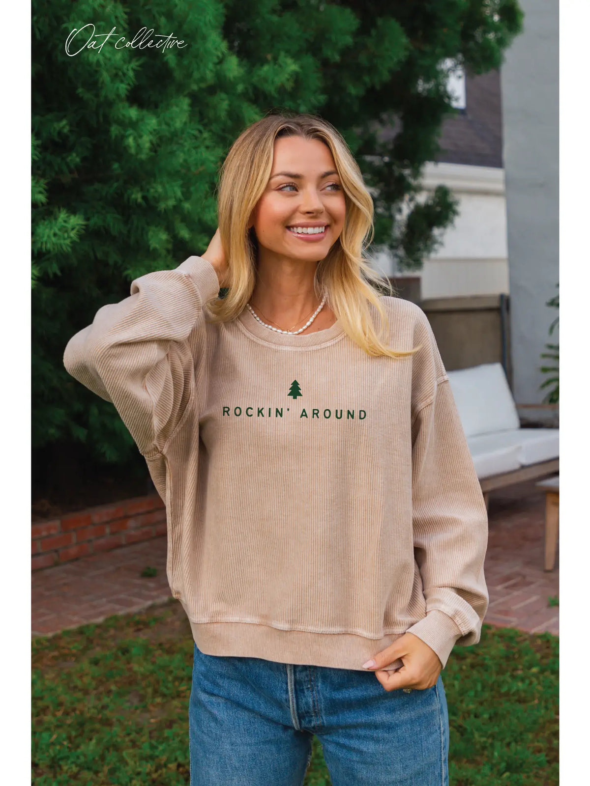 Rockin Around Cropped Thermal Vintage Pullover