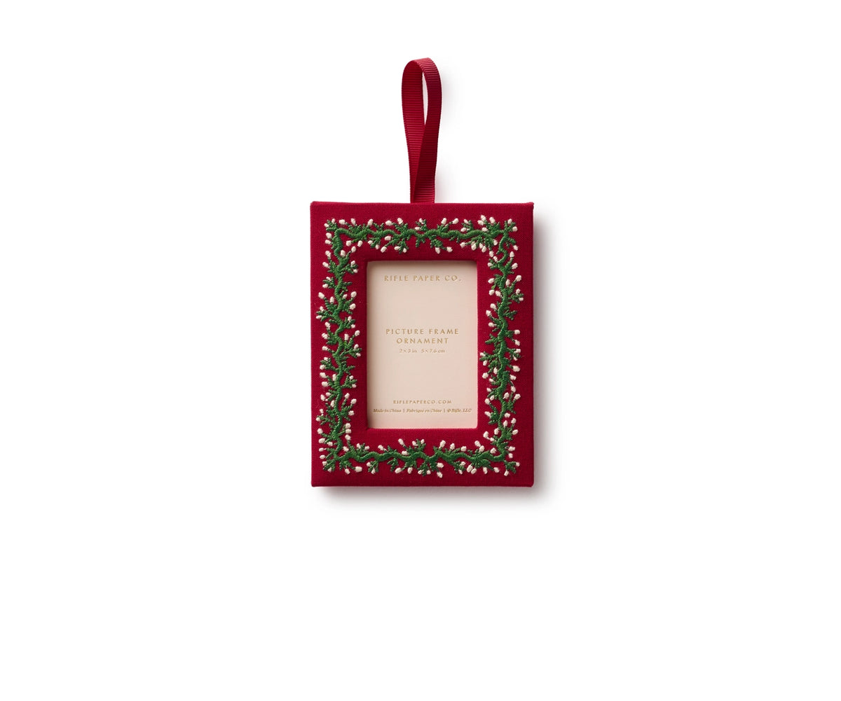 Holiday Vines Embroidered Picture Frame Ornament