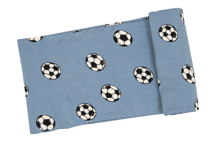 SPORTS-Soccer Blue Swaddle Blanket