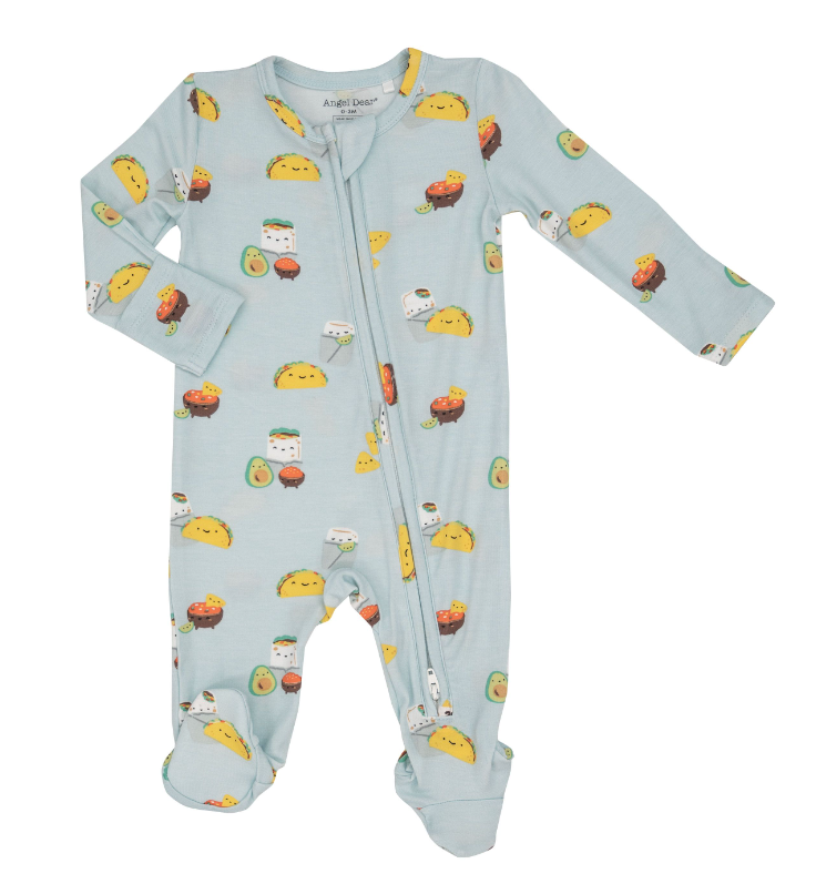 Taco Truck Buddies Blue Multi 2 Way Zipper Footie