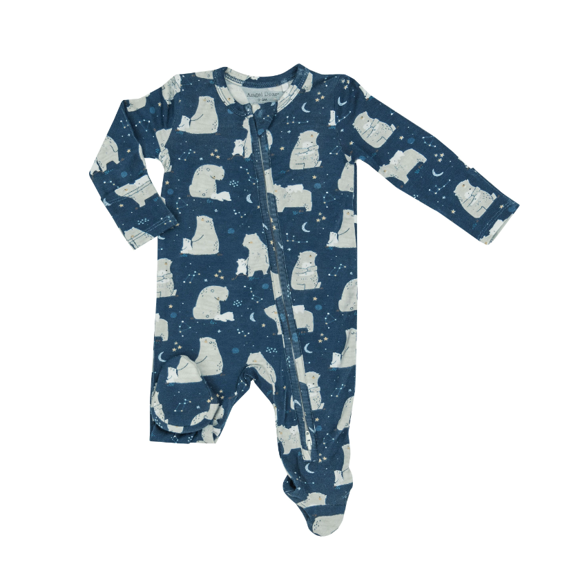 WINTER FUN-Night Sky Bears 2 Way Zipper Footie