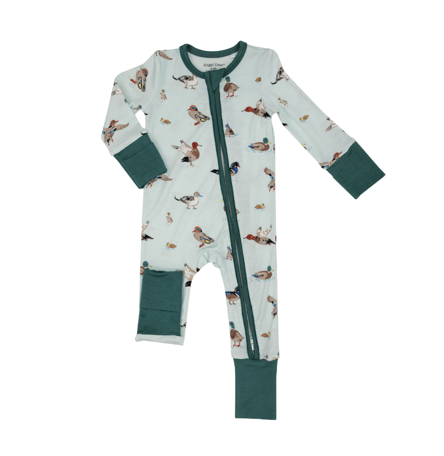 WOODLAND-Green Ducks 2 Way Zipper Romper