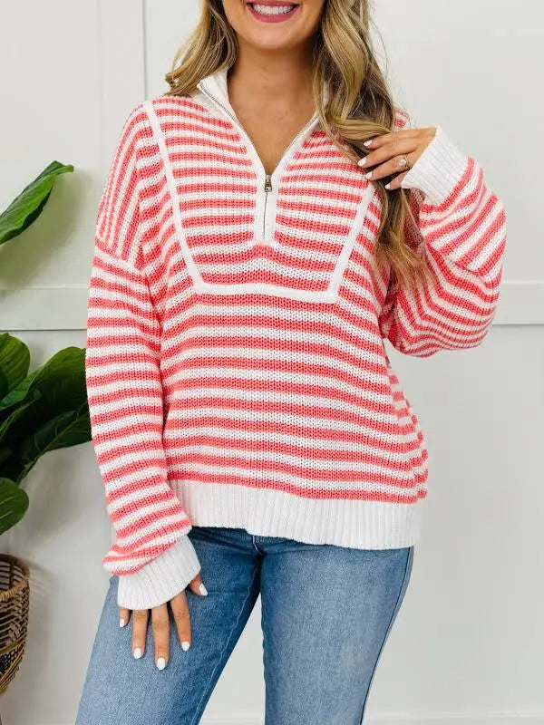Striped Half-Zip Sweater