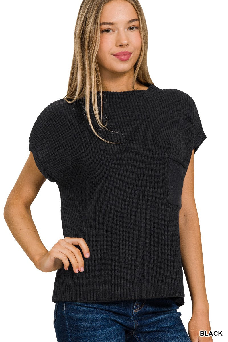 Mock Neck Short Sleeve Sweater