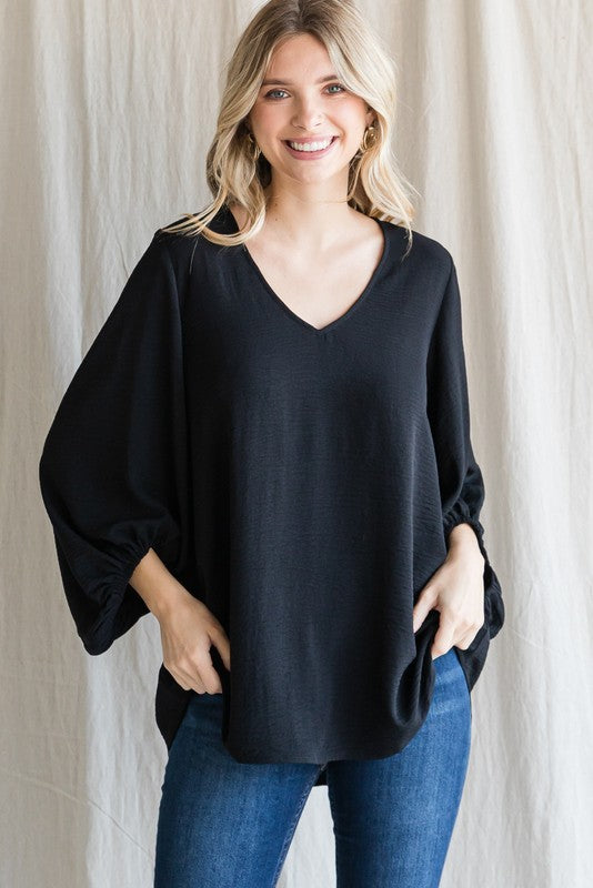 Draped Bubble Sleeve Top