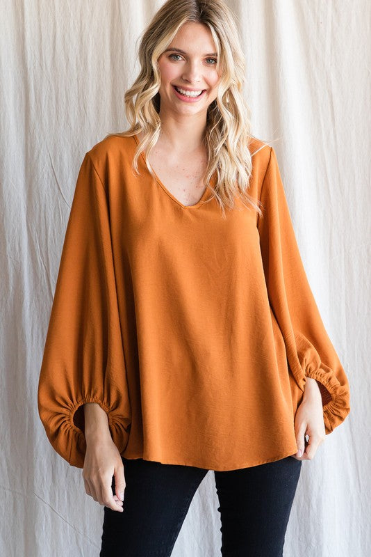 Draped Bubble Sleeve Top