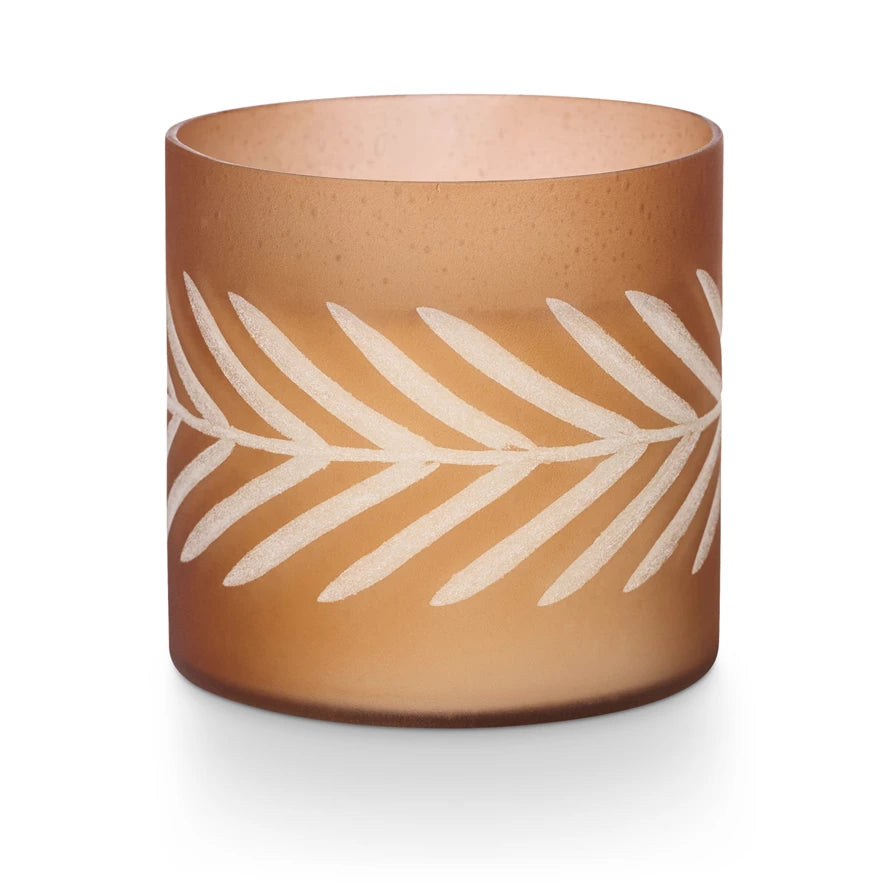 Copper Leaves Glass Candle