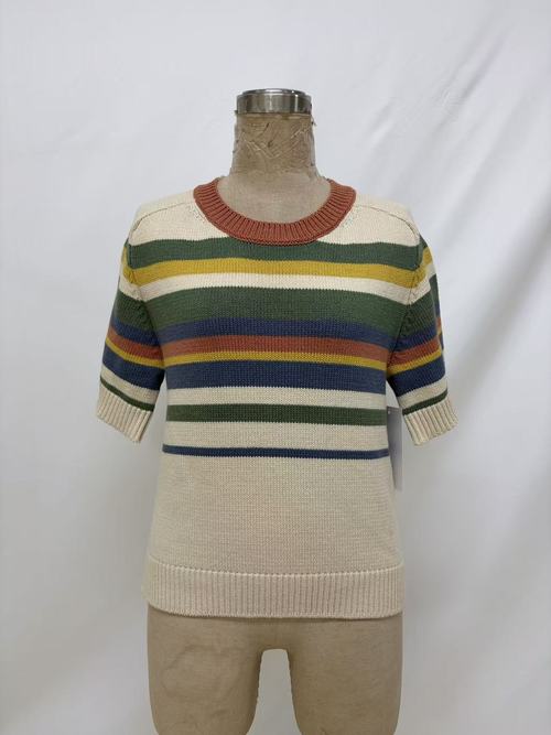 Striped Crewneck Natural Mix Sweater