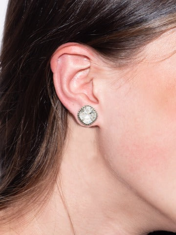 Cushion-Cut Solitaire Stud Earrings-Crystal