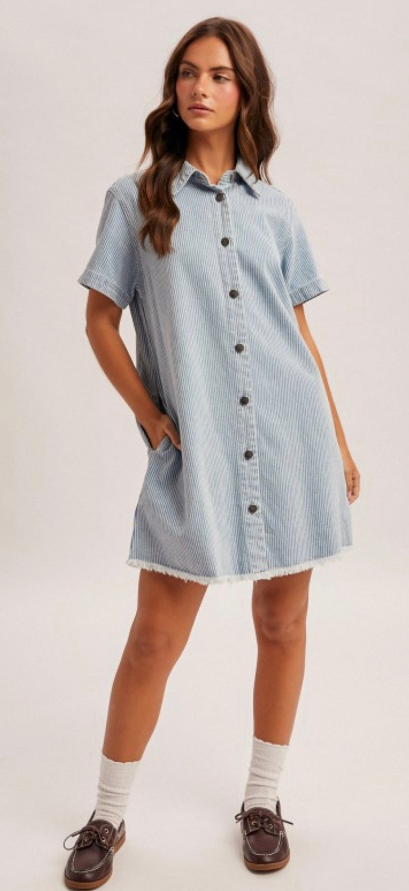 Short Sleeve Button Down Mini Dress