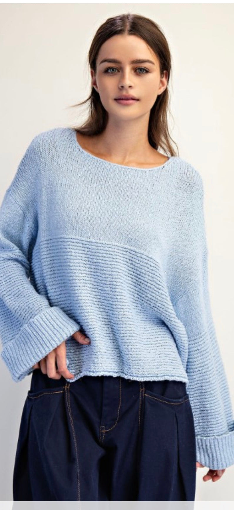 Textured Boat Neck Sweater
