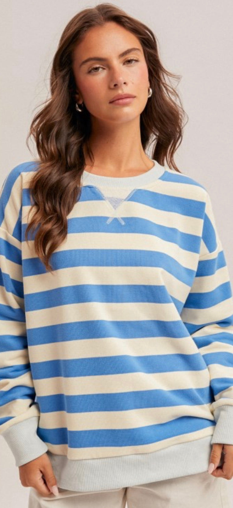 Oversized Stripe French Terry Pullover