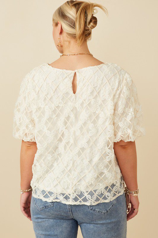 Floral Applique Round Neck Top