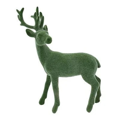 Resin Green Flock Deer Figure