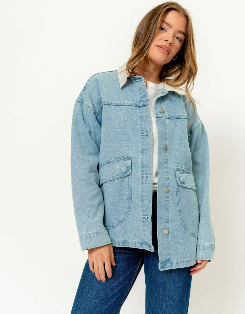 Contrast Collar Denim Jacket