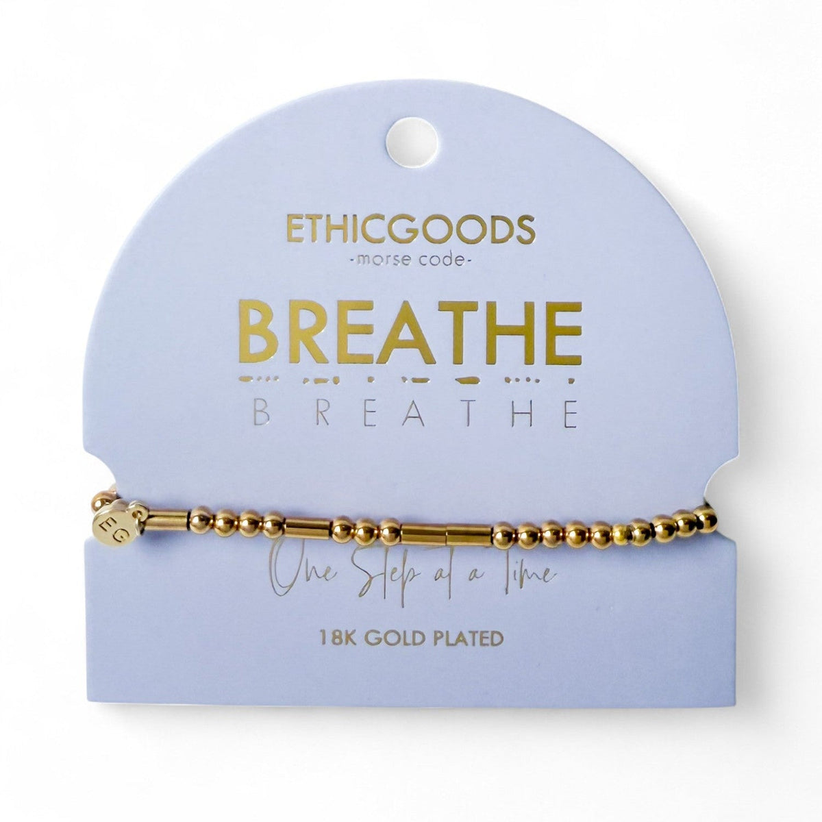 Morse Code Gold Beaded Bracelet-BREATHE