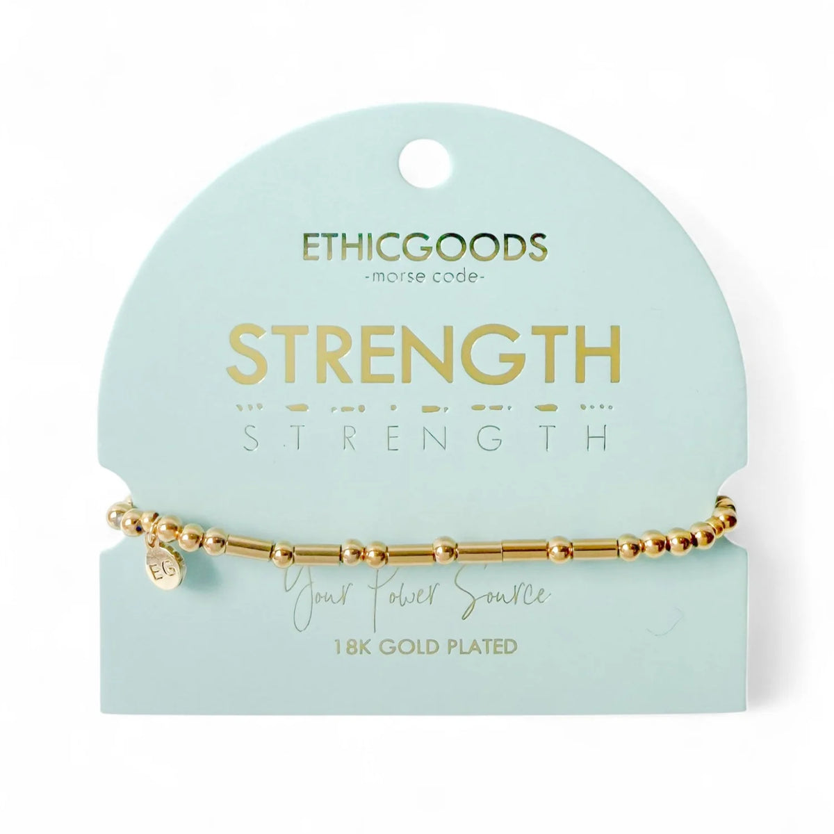 Morse Code Gold Beaded Bracelet-STRENGTH