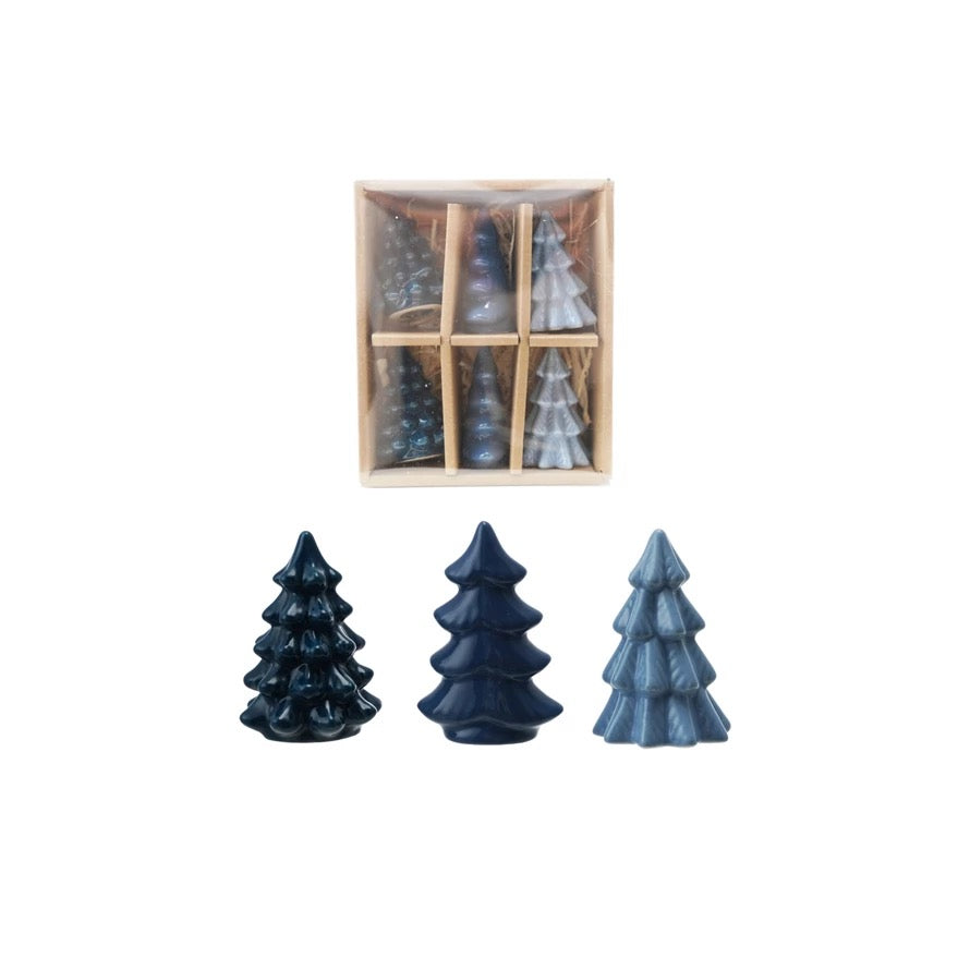 Stoneware Assorted Blue Trees