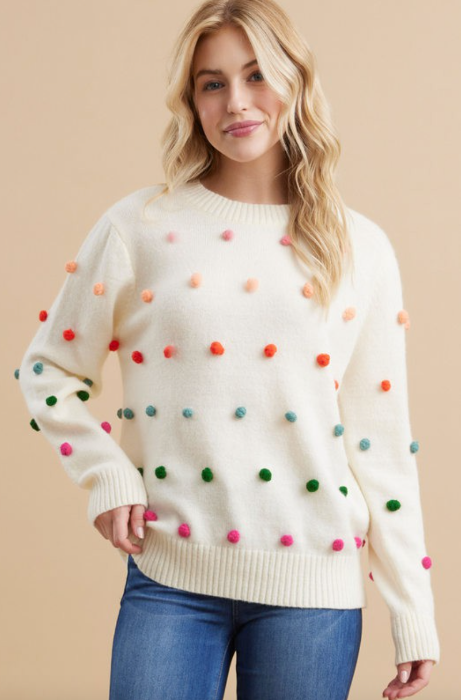 Pom-poms Knit Sweater