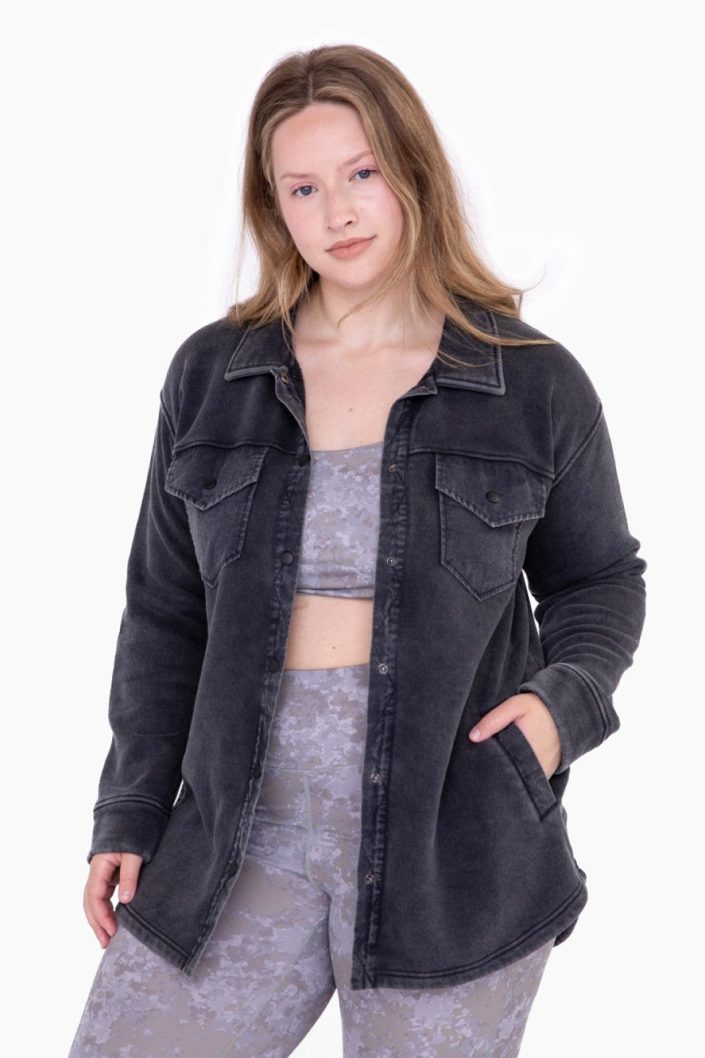 Snap on Shacket with Pockets