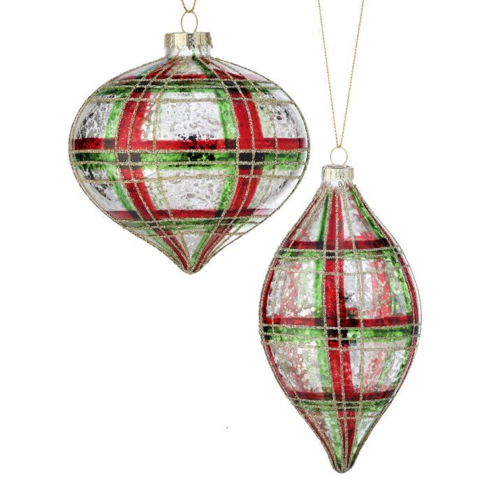 Mercury Glass Plaid Ornament