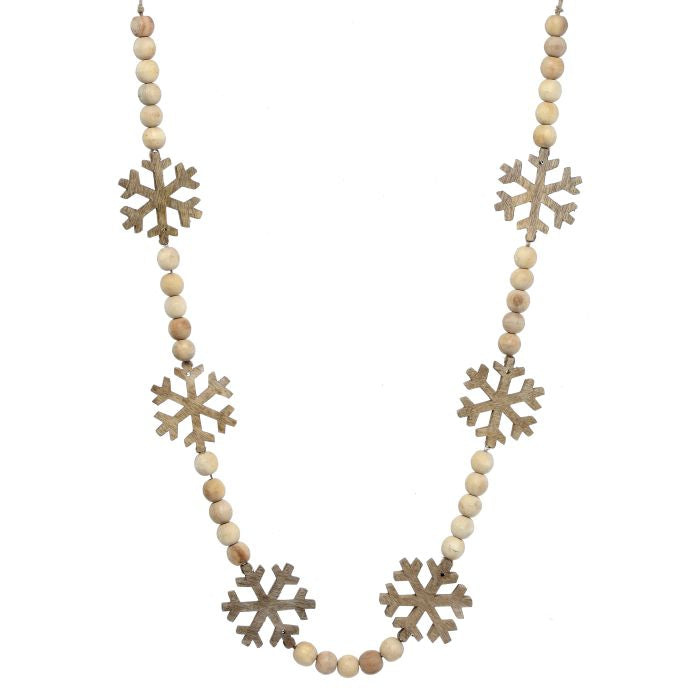 60&quot; Wood Bead Snowflake Garland