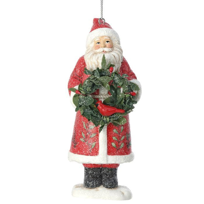 Resin Santa w/ Holly Ornament