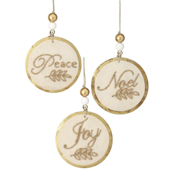 Joy Peace Noel Ornaments