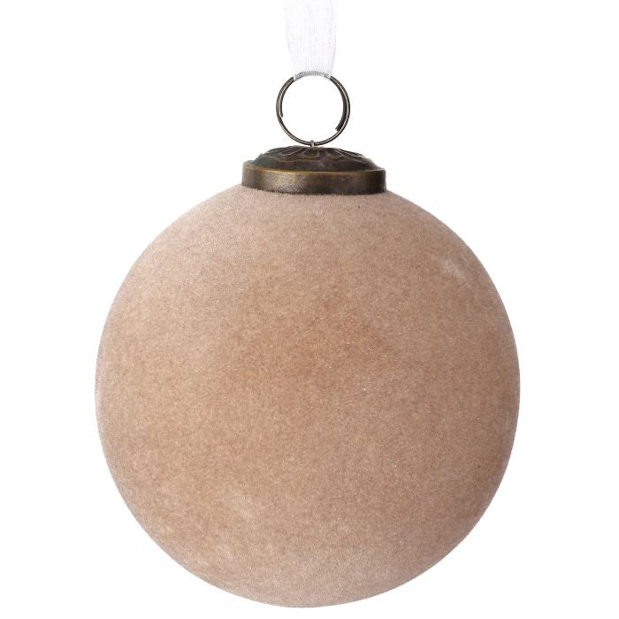 4" Flocked Glass Ball Ornament